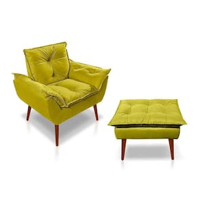 Kit C- 01 Poltrona Opala + 01 Puff Opala Elegante Suede Amarelo