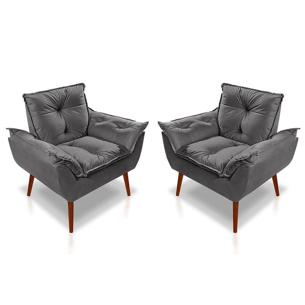 Kit C- 02 Poltronas Opala Luxo Suede Grafite