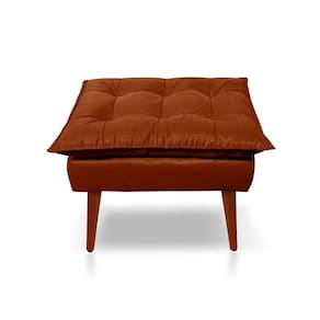 Puff Opala Decorativo Panqueta De Apoiar Os Pés Suede Terracota