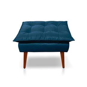 Puff Opala Decorativo Panqueta De Apoiar Os Pés Suede Azul Marinho