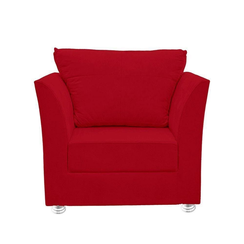Poltrona Cadeira Decorativa Para Sala E Quarto Lisboa Suede Vermelho