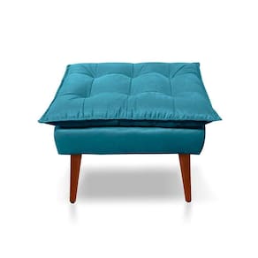 Puff Opala Decorativo Panqueta De Apoiar Os Pés Suede Azul Tiffany