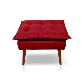 Puff Opala Decorativo Panqueta De Apoiar Os Pés Suede Vermelho