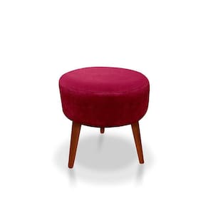 Puff Redondo Decorativo Panqueta De Apoiar Os Pés Suede Vermelho