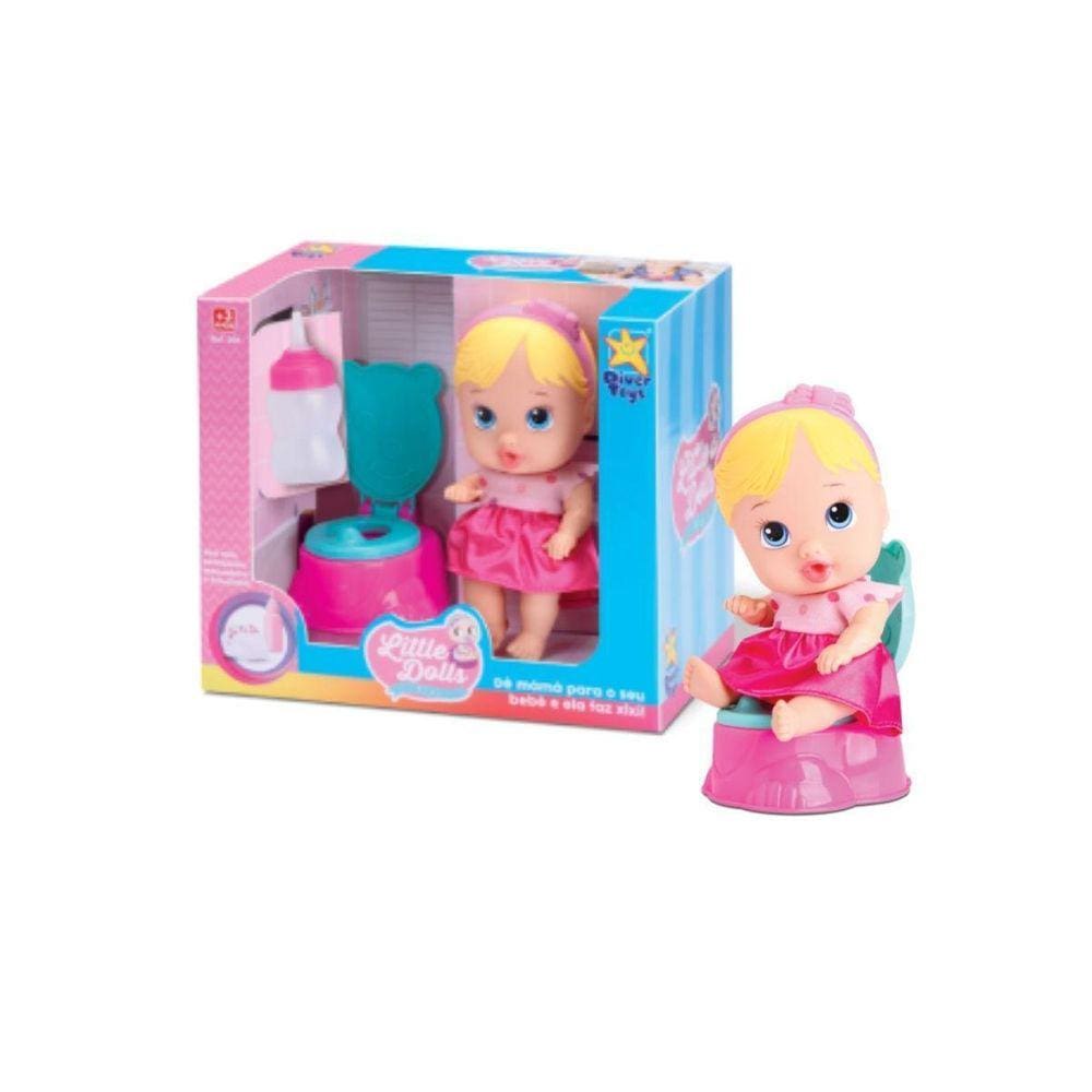 Boneca Little Dolls Faz Xixi Privadinha - Divertoys Loira