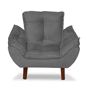 Mini Poltrona Cadeira Opala Infantil De Criança Suede Cinza Escuro