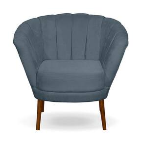 Poltrona Cadeira Pétala Flor Decorativa Suede Azul Turquesa