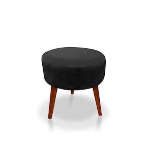 Puff Redondo Decorativo Panqueta De Apoiar Os Pés Suede Preto