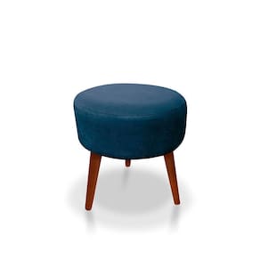 Puff Redondo Decorativo Panqueta De Apoiar Os Pés Suede Azul Marinho