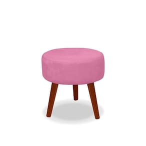Puff Redondo Decorativo Panqueta De Apoiar Os Pés Suede Rose