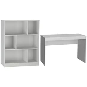 Mesa e Estante Para Escritorio Gamer B28 Branco NOVAM