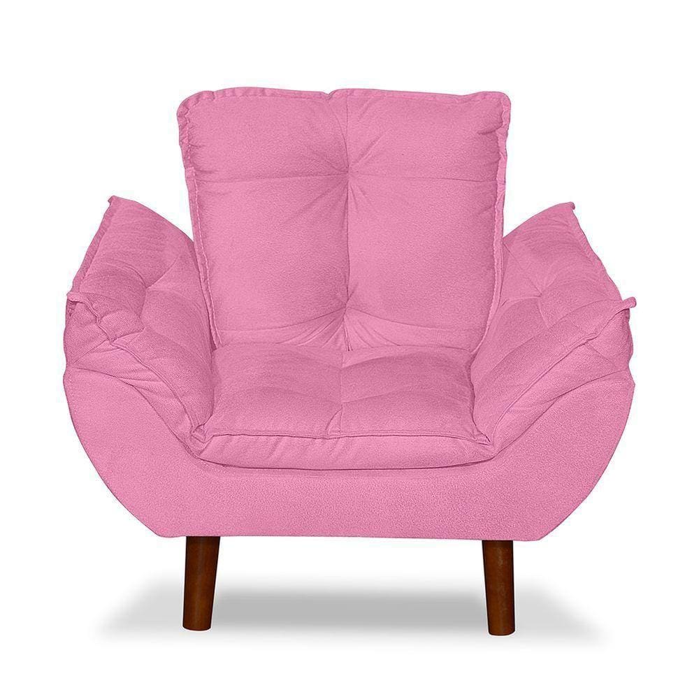 Mini Poltrona Cadeira Infantil De Criança Suede Rosê Pés Palito