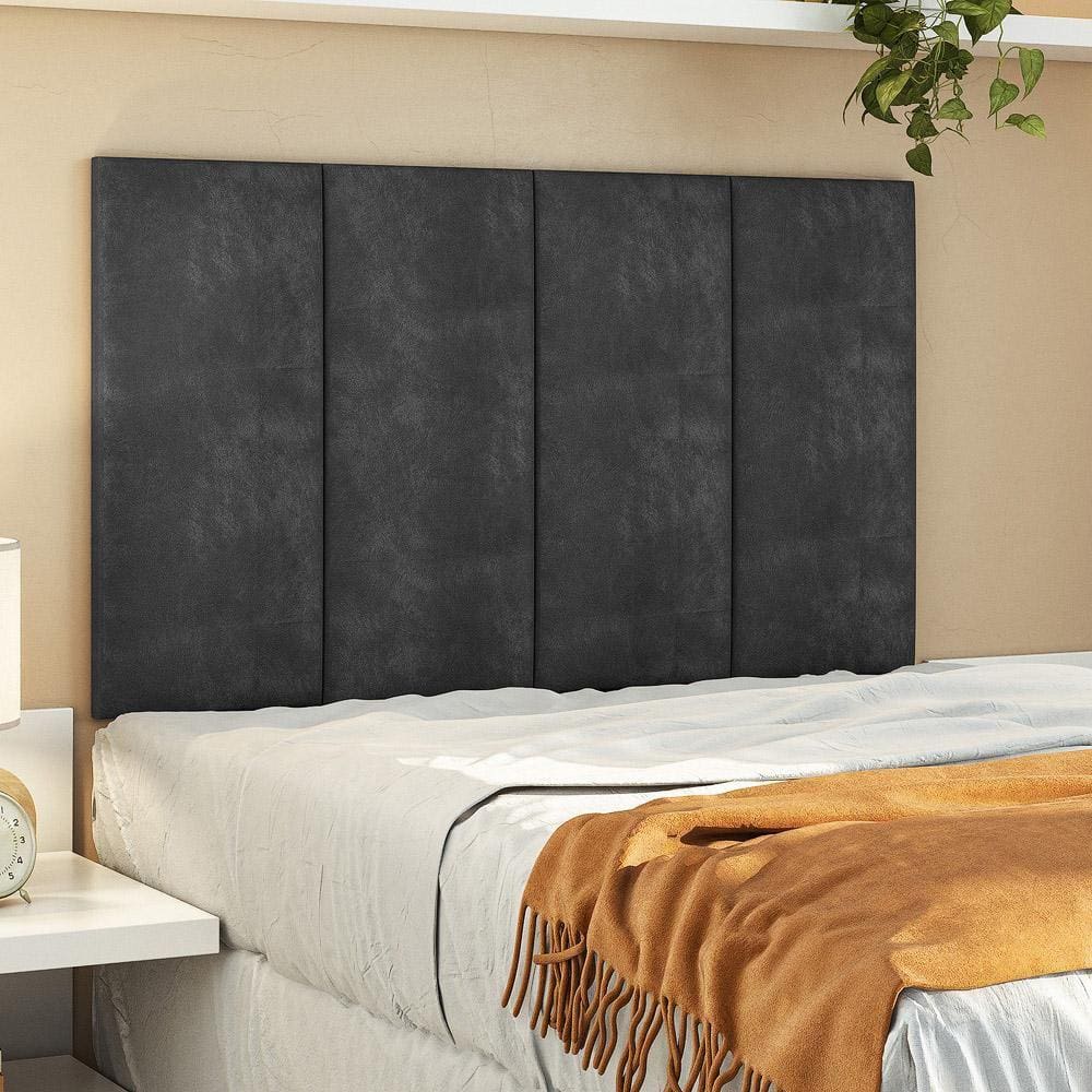 Cabeceira Box Estofada Solteiro 0,90x45cm Tecido Suede - Preto