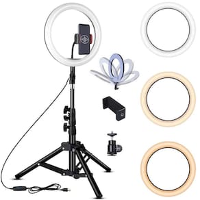 Kit Completo Iluminador Ring Light Youtuber 10 26Cm + Tripé