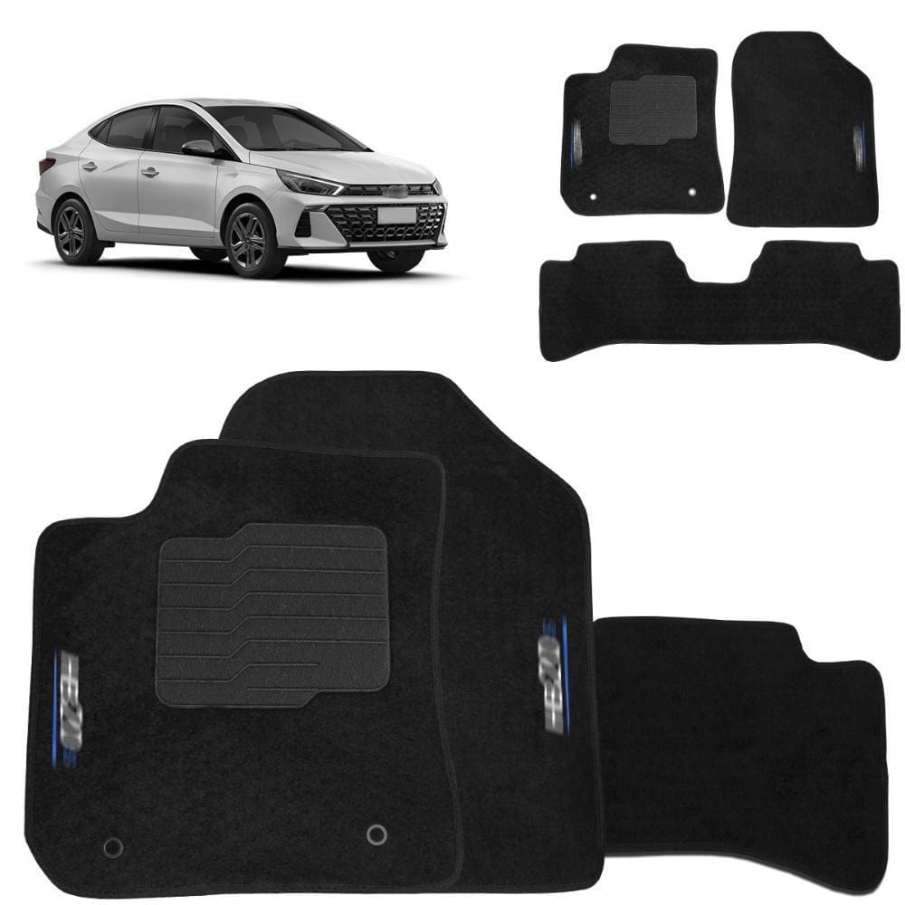 Jogo de Tapete Carpete HB20S 2020 a 2024 Preto 5 Peças