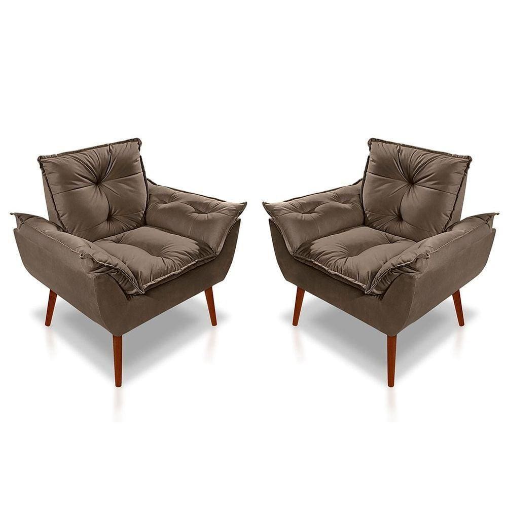 Kit C/ 02 Poltronas Opala Luxo Suede Marrom