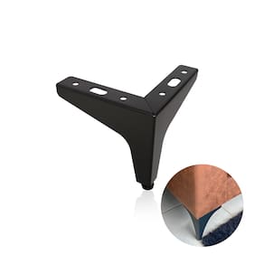 Pé Fixo de Canto Preto Fosco 100 Mm de Aço - Máxima