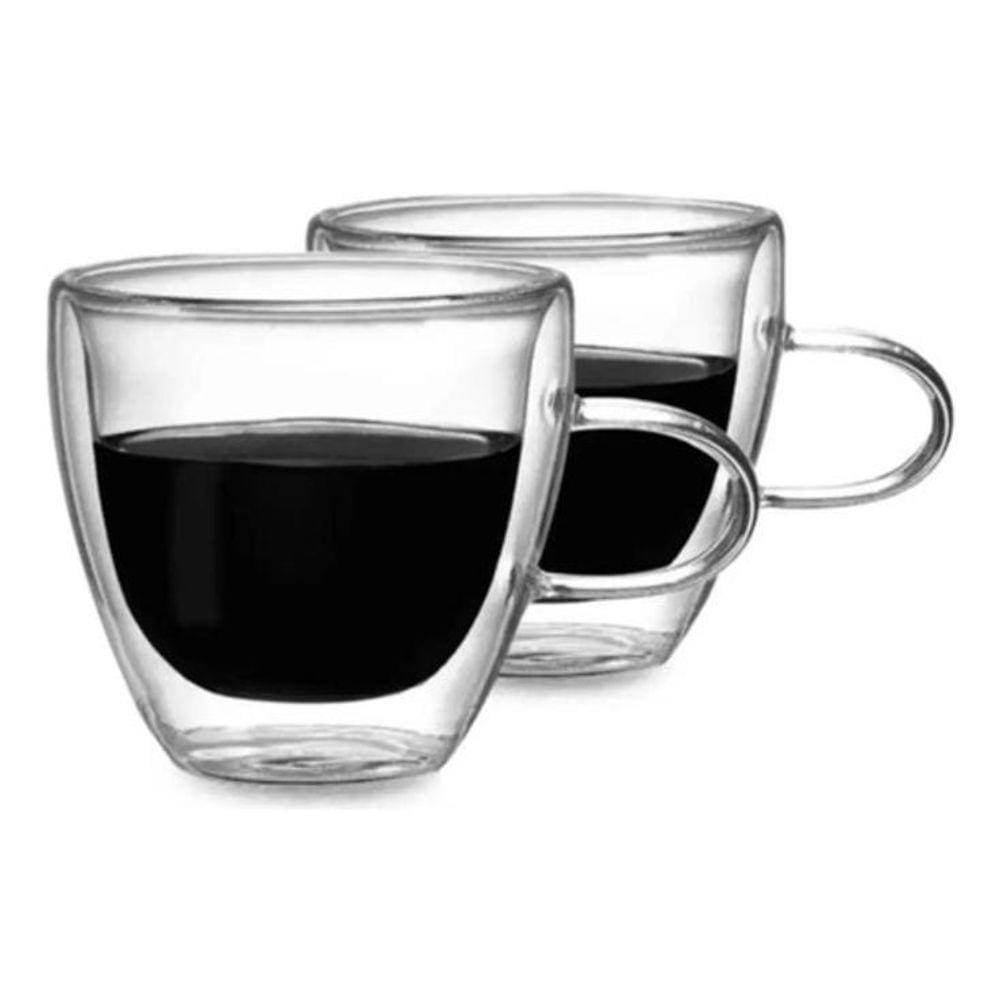 Conjunto 2 Xícaras De Vidro Duplo Café Chá Expresso 120Ml
