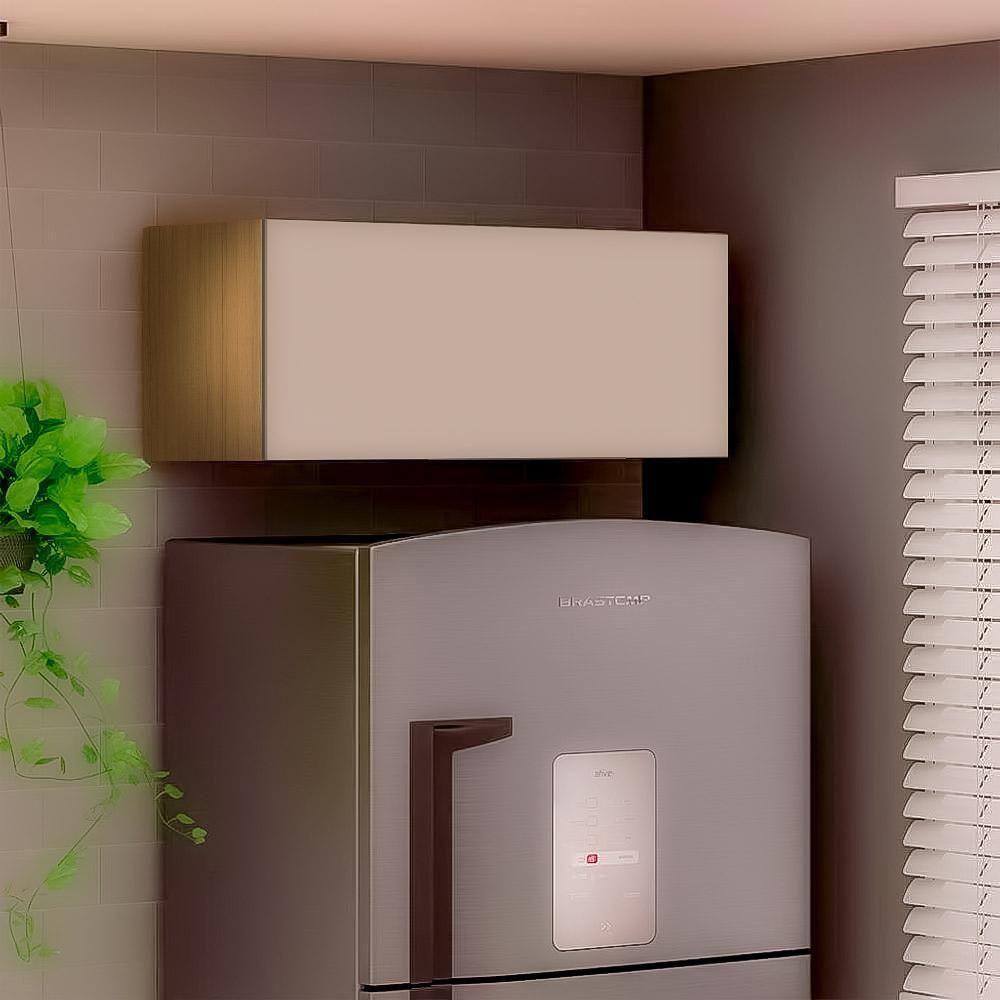 Armário Suspenso Pequeno Carvalho Oak Off White Etna Poliman - Marrom