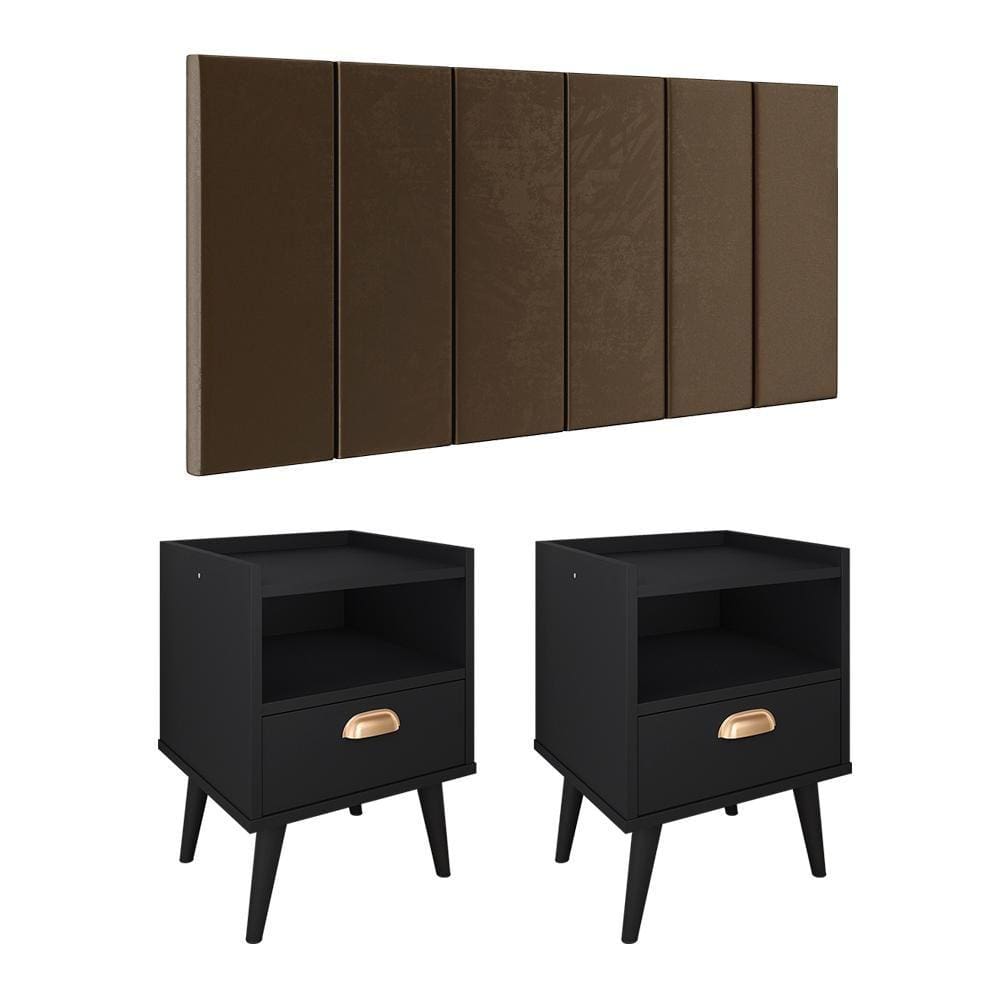 Kit 2 Mesinhas Estilo 1 Gaveta Puxador Concha Nicho Pés Retrô Cabeceira Julia Suspensa Almofadada Cama Box Casal 1.40 Decoração Quarto - Lojas RPM