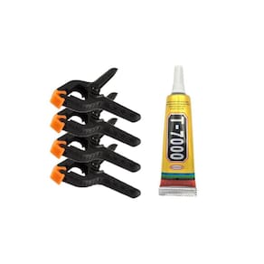 Kit 4 Grampos Presilhas Fixa Tela Celular + Cola T7000 15Ml