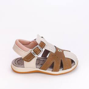Sandália Infantil Masculina Bebê Kidy Bege Caramelo