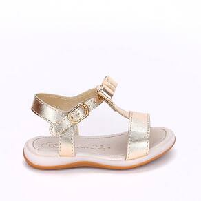 Sandália Infantil Bebê Kidy Comfort Laço Dourado Metalizado