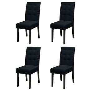 Conjunto Com 4 Cadeiras Estofada Sala de Jantar Dubai Castanho / Preto Dobuê