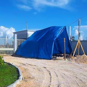 Lona Azul Plastica 5x8M 180g Construçã Proteção Em Obras