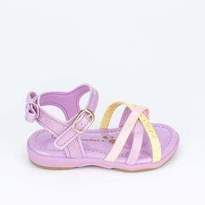 Sandália Bebê Kidy Comfort Tiras Coloridas Glitter Lilás