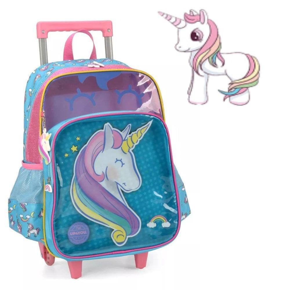 Mochila De Rodinhas Unicórnio Luxcel Infantil Escolar