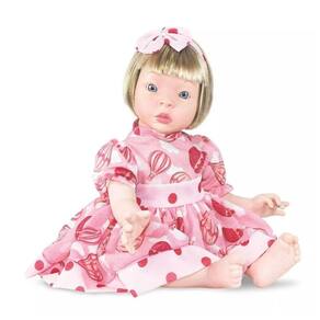 Bebê Reborn Boneca Cabelo Liso Loira E Vestido Infantil
