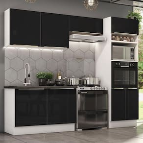 Cozinha Completa 270001 Com Armário E Balcão Branco/Preto