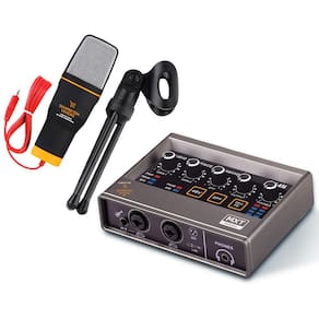 Kit Interface de Áudio Gravação e Microfone Mesa Condensador