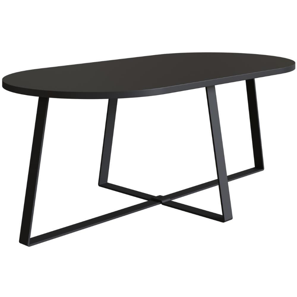 Mesa de Centro Retangular Artesano 90 cm (largura) em MDP Preto Estrutura Metálica em Aço Preto