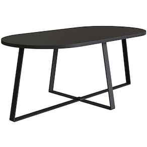 Mesa de Centro Retangular Artesano 90 cm (largura) em MDP Preto Estrutura Metálica em Aço Preto