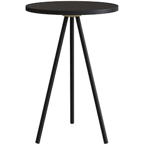Mesa Lateral Redonda Artesano 48,5 cm (altura) em MDP Preto Estrutura Metálica em Aço Preto