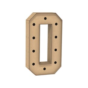 Letra Caixa Grande O Mdf 90Cm Altura Furo Lampada Iluminação