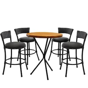 4 Banquetas Forts Baixa Fibra Preto Alumínio Pintura Eeletrostática Com Bistrô