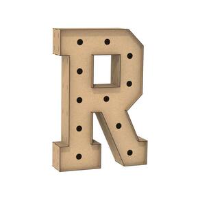 Letra Caixa Grande R Mdf 60Cm Altura Furo Lampada Iluminação