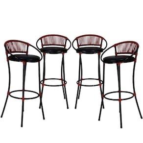 4 Banquetas Havaí Preto Vermelho
