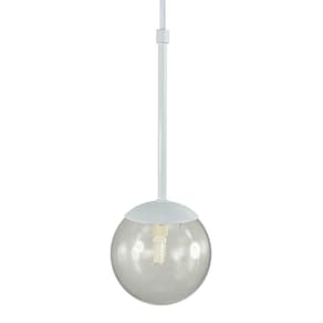 Pendente Globo Esfera De Vidro 12cm - Branco - Vidro Fumê