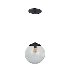Pendente Globo Esfera De Vidro Cristal 20cm - Preto