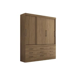 Guarda Roupa Solteiro 3 Portas de Correr e 9 Gavetas Click 3.9 Jatoba/Atacama - Santos Andirá