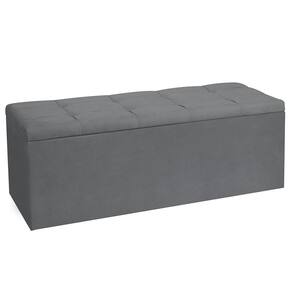 Calçadeira Recamier Baú Solteiro 0,90m Roma Suede Cinza - Pallazio