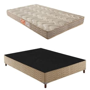 Box Casal Florença 42x138x188cmcom Colchão Casal Unique D33 Duoface 18x138x188cm Rustico Bege