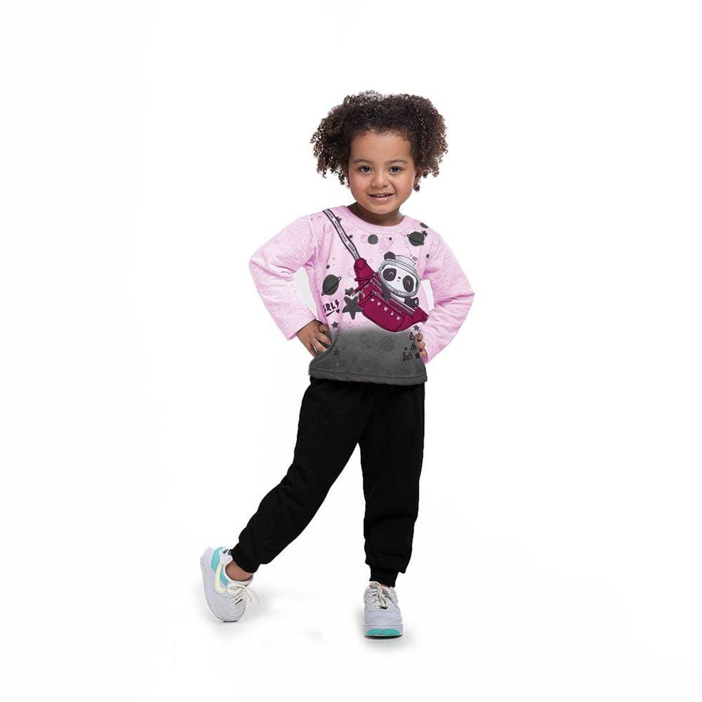 Conjunto Bebê Menina Moletom Panda