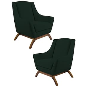 2 Poltronas Base Manu Madeira C-117 Linho Verde Domi