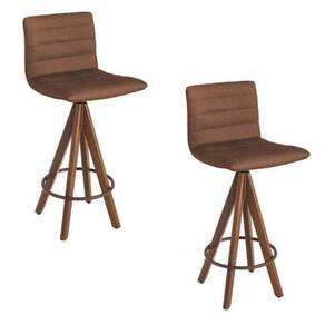 2 Banquetas Liz Gourmet Giratória-marrom Camurça