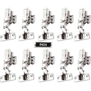 Kit 10 Dobradiça Slow Inox 35Mm 95º Curva Renna